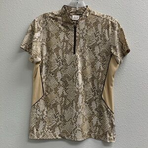 Tail Snakeskin Print Athletic Knit 1/4 Short Sleeve Top Golf Tennis Women’s S